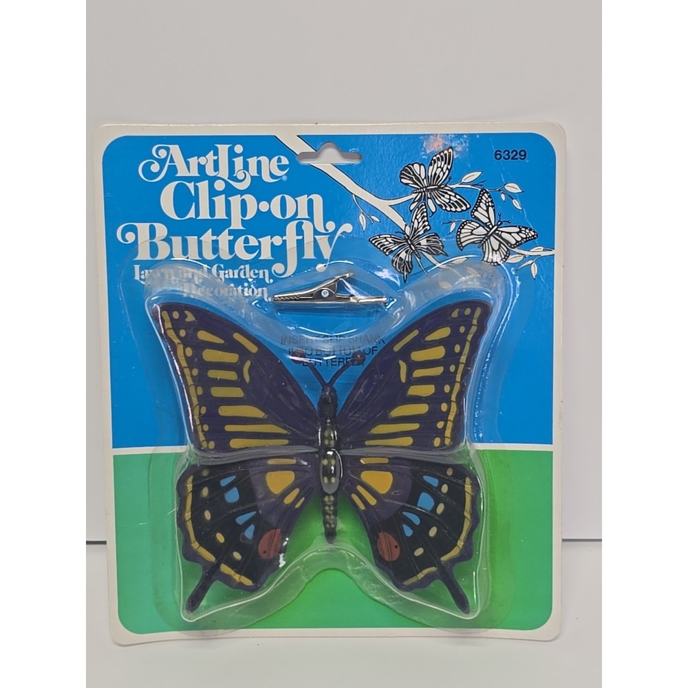 Vintage Artline Clip-On Butterfly Lawn Garden Decoration 1988 Plastic NOS 6329‎